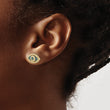 14k Black Rhodium-plated Polished Blue/White CZ Evil Eye Post Earrings - Birthstone Company