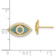 14k Black Rhodium-plated Polished Blue/White CZ Evil Eye Post Earrings - Birthstone Company