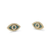 14k Black Rhodium-plated Polished Blue/White CZ Evil Eye Post Earrings - Birthstone Company