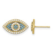 14k Black Rhodium-plated Polished Blue/White CZ Evil Eye Post Earrings - Birthstone Company