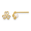 14K CZ and Freshwater Cultured Pearl Post Earrings - Birthstone Company