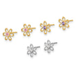 14K Yellow and White Gold Multi-color CZ Flower Post Earring Set - Birthstone Company