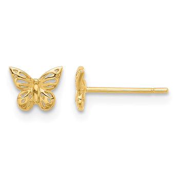 14K Polished Butterfly Post Earrings - Birthstone Company