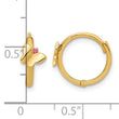 14K Polished Pink CZ Butterfly Hinged Hoop Earrings - Birthstone Company