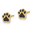 14K Polished Paw with Black Enamel Post Earrings - Birthstone Company