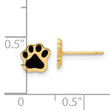 14K Polished Paw with Black Enamel Post Earrings