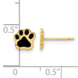 14K Polished Paw with Black Enamel Post Earrings - Birthstone Company