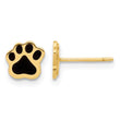 14K Polished Paw with Black Enamel Post Earrings - Birthstone Company