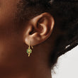 14k Polished Green Enameled Palm Tree Shepherd Hook Dangle Earrings - Birthstone Company
