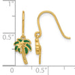 14k Polished Green Enameled Palm Tree Shepherd Hook Dangle Earrings - Birthstone Company
