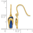 14k Polished Blue Enameled Flip Flop Shepherd Hook Dangle Earrings - Birthstone Company
