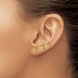 14K Polished CZ Moon Cross and Crown Post Earring Set - Birthstone Company