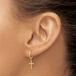 14K Hinged Dangle Cross Hoop Earrings - Birthstone Company