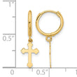14K Hinged Dangle Cross Hoop Earrings - Birthstone Company