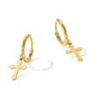 14K Hinged Dangle Cross Hoop Earrings - Birthstone Company