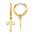 14K Hinged Dangle Cross Hoop Earrings - Birthstone Company