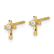14K Polished and D/C CZ Cross Post Earrings - Birthstone Company