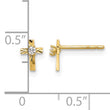 14K Polished and D/C CZ Cross Post Earrings - Birthstone Company