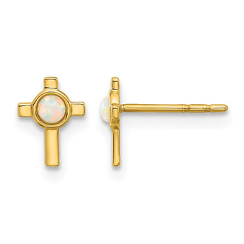 14K Created Opal Cross Post Earrings - Birthstone Company