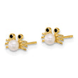 14k Polished Black CZ with Freshwater Cultured Pearl Crab Post Earrings - Birthstone Company