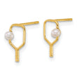 14k Polished Freshwater Cultured Pearl Ball and Pickleball Paddle Post Earrings - Birthstone Company