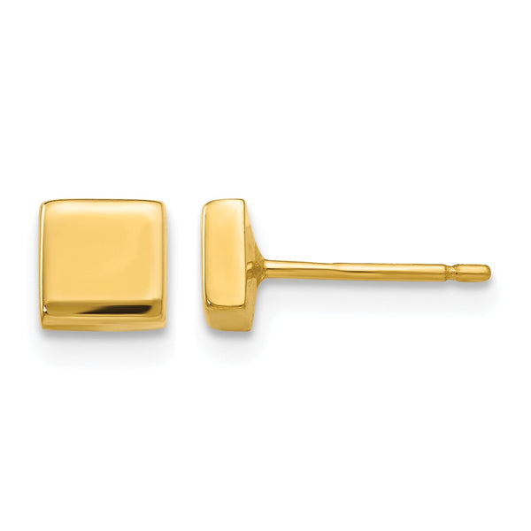 14k Polished Square Post Ear - Birthstone Company
