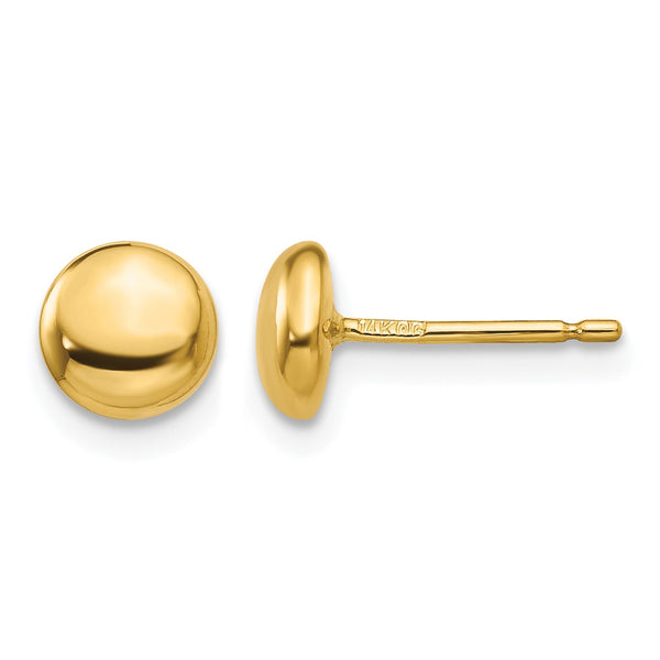 14k Polished Button Post Ear - Birthstone Company