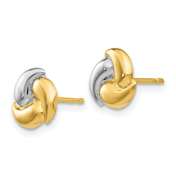 14k Polished & Rhodium Fancy Post Earrings - Birthstone Company