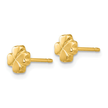 14k Polished 4-Leaf Clover Post Ear - Birthstone Company