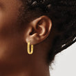 14k Polished 3.5mm Oval Hoop Earrings - Birthstone Company