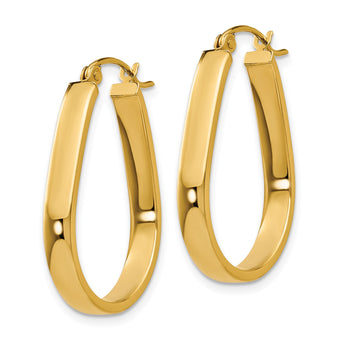 14k Polished 3.5mm Oval Hoop Earrings - Birthstone Company