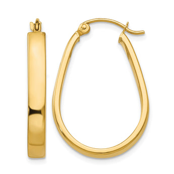 14k Polished 3.5mm Oval Hoop Earrings - Birthstone Company