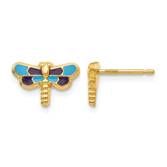 14k Enameled Dragonfly Earrings - Birthstone Company