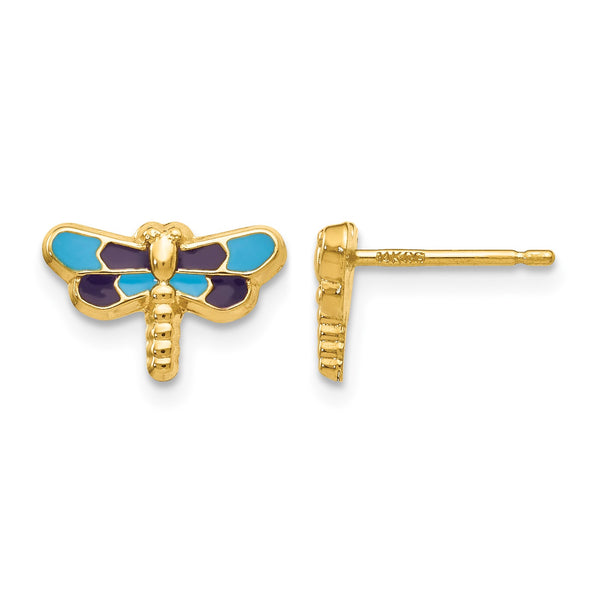14k Enameled Dragonfly Earrings - Birthstone Company