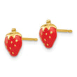 14k Enameled Strawberry Earrings - Birthstone Company