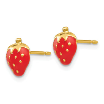 14k Enameled Strawberry Earrings - Birthstone Company