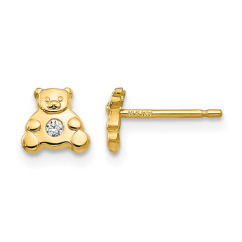 14k Bear with CZ Earrings - Birthstone Company