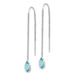 14k White Gold Blue Topaz Pear Bezel Threader Earrings - Birthstone Company