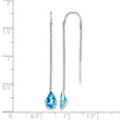 14k White Gold Blue Topaz Pear Bezel Threader Earrings - Birthstone Company