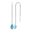 14k White Gold Blue Topaz Pear Bezel Threader Earrings - Birthstone Company