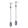 14k White Gold Amethyst Post Dangle Earrings - Birthstone Company