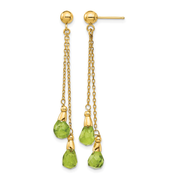 14k Peridot Dangle Earrings - Birthstone Company