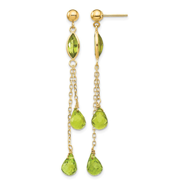 14k Peridot Dangle Earrings - Birthstone Company