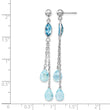 14k White Gold Blue Topaz Dangle Earrings - Birthstone Company