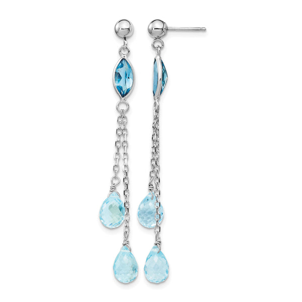 14k White Gold Blue Topaz Dangle Earrings - Birthstone Company