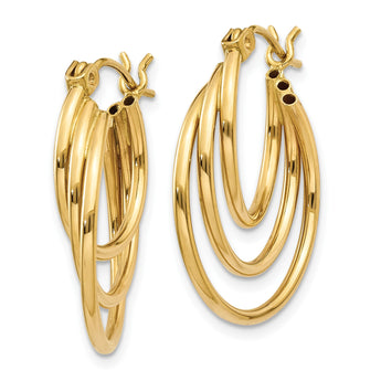 14k Triple Hoop Earrings - Birthstone Company