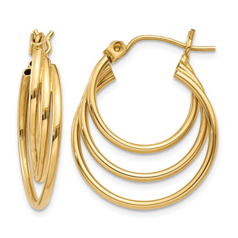 14k Triple Hoop Earrings - Birthstone Company