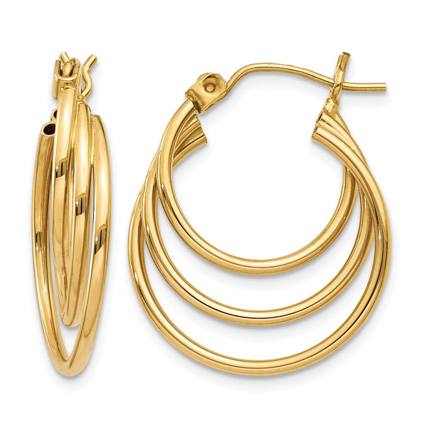 14k Triple Hoop Earrings - Birthstone Company
