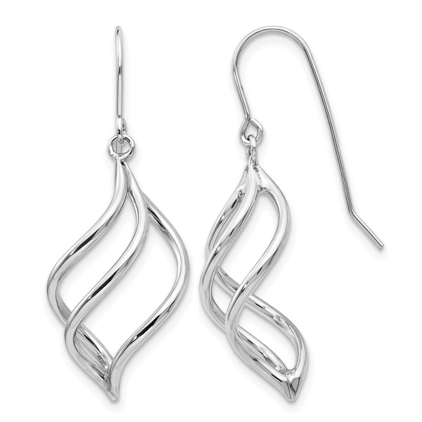 14K White Gold Swirl Dangle Earrings - Birthstone Company