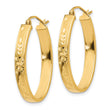 14k Satin & Diamond-Cut Oval Hoop Earrings - Birthstone Company